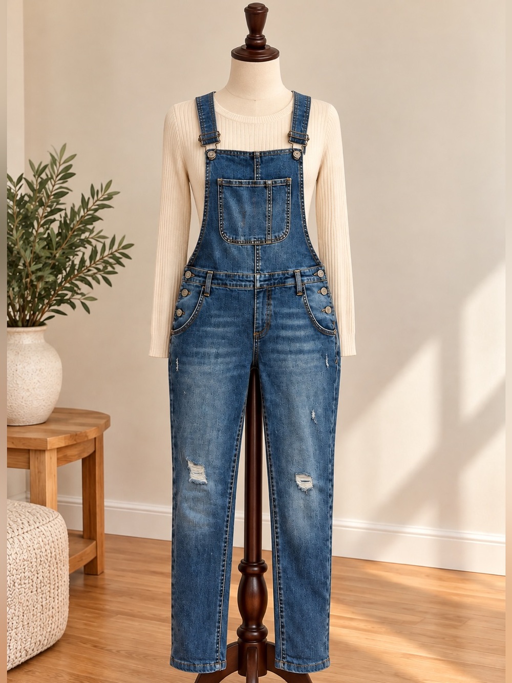 Mavi Jeans Denim Overalls Small Distressed Y2K 90s Utility Dungarees